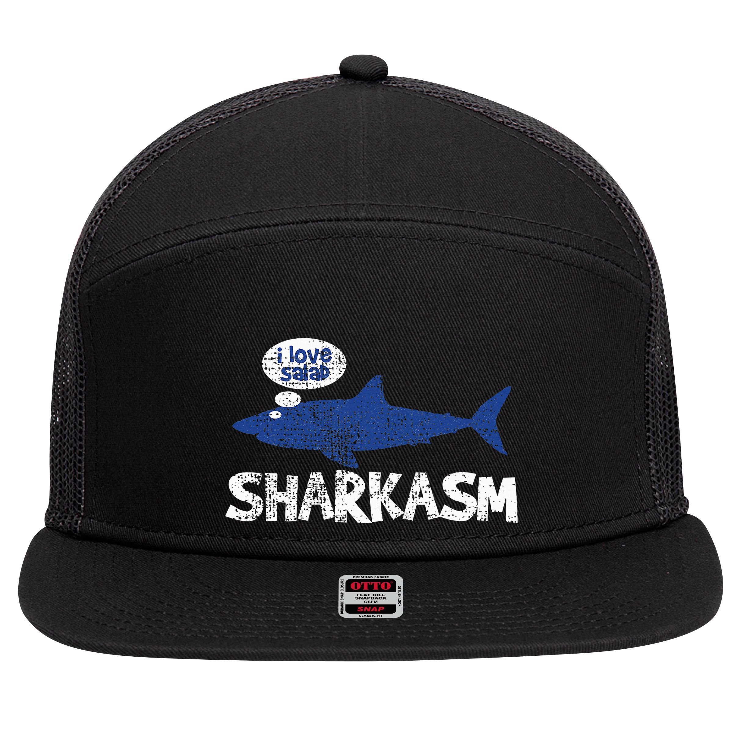 Shark Sharkasm Marine Biology 7 Panel Mesh Trucker Snapback Hat