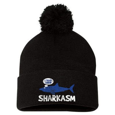 Shark Sharkasm Marine Biology Pom Pom 12in Knit Beanie