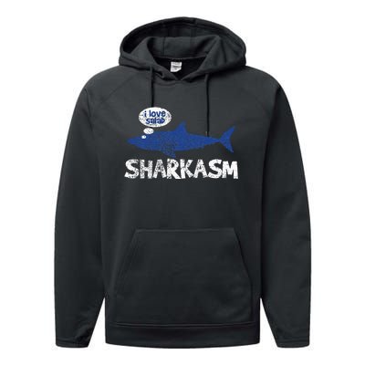 Shark Sharkasm Marine Biology Funny Performance Fleece Hoodie