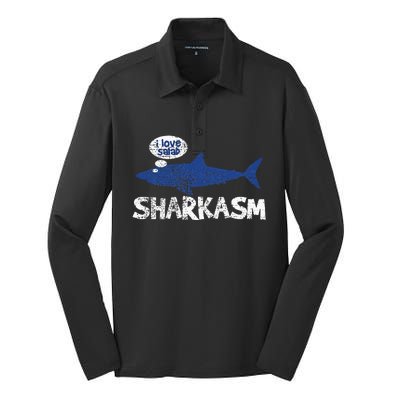 Shark Sharkasm Marine Biology Funny Silk Touch Performance Long Sleeve Polo