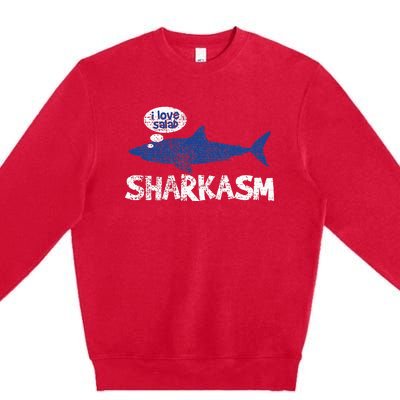 Shark Sharkasm Marine Biology Funny Premium Crewneck Sweatshirt