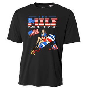 Saying Sarcastic MILF Man I Love Fireworks Cooling Performance Crew T-Shirt