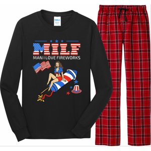 Saying Sarcastic MILF Man I Love Fireworks Long Sleeve Pajama Set