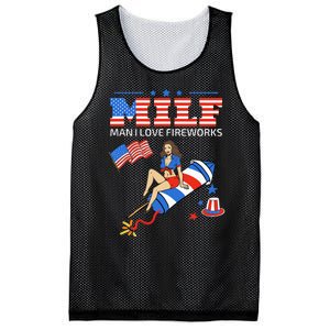 Saying Sarcastic MILF Man I Love Fireworks Mesh Reversible Basketball Jersey Tank