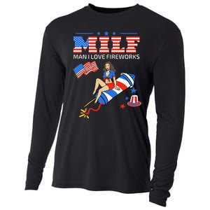 Saying Sarcastic MILF Man I Love Fireworks Cooling Performance Long Sleeve Crew