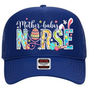 Stethoscope Scrub Mother Nurse Life Bunny Easter Day Gift High Crown Mesh Back Trucker Hat