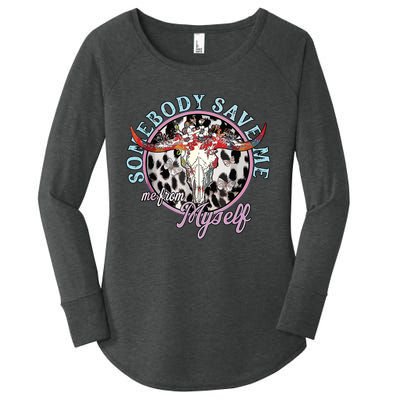 Somebody Save Me Country Music Retro Cowgirl Women's Perfect Tri Tunic Long Sleeve Shirt