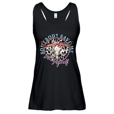 Somebody Save Me Country Music Retro Cowgirl Ladies Essential Flowy Tank