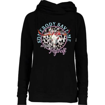 Somebody Save Me Country Music Retro Cowgirl Womens Funnel Neck Pullover Hood