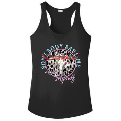 Somebody Save Me Country Music Retro Cowgirl Ladies PosiCharge Competitor Racerback Tank