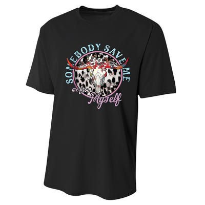 Somebody Save Me Country Music Retro Cowgirl Performance Sprint T-Shirt