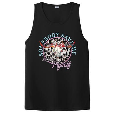 Somebody Save Me Country Music Retro Cowgirl PosiCharge Competitor Tank