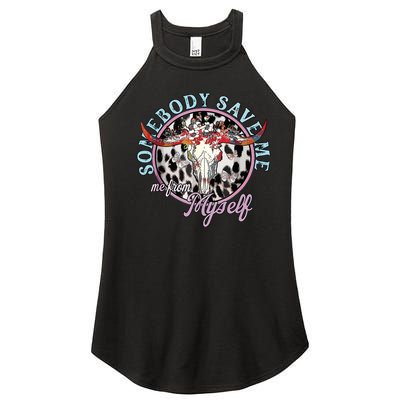 Somebody Save Me Country Music Retro Cowgirl Women's Perfect Tri Rocker Tank