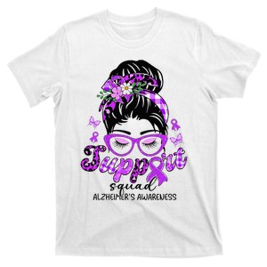 Support Squad Messy Bun Leopard Alzheimer's Awareness T-Shirt