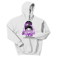 Support Squad Messy Bun Leopard Alzheimer's Awareness Kids Hoodie