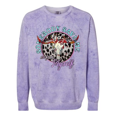 Somebody Save Me Country Music Colorblast Crewneck Sweatshirt