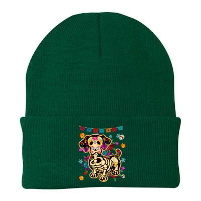 Sugar Skull Mexican Dachshund Bone Halloween Day Of Dead Knit Cap Winter Beanie