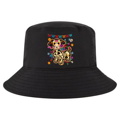 Sugar Skull Mexican Dachshund Bone Halloween Day Of Dead Cool Comfort Performance Bucket Hat