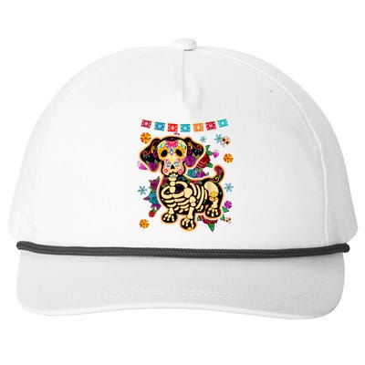 Sugar Skull Mexican Dachshund Bone Halloween Day Of Dead Snapback Five-Panel Rope Hat