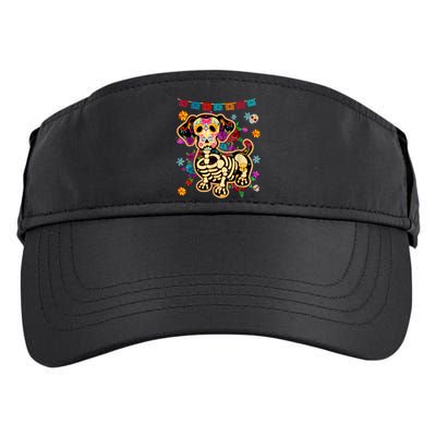 Sugar Skull Mexican Dachshund Bone Halloween Day Of Dead Adult Drive Performance Visor