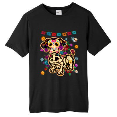 Sugar Skull Mexican Dachshund Bone Halloween Day Of Dead Tall Fusion ChromaSoft Performance T-Shirt