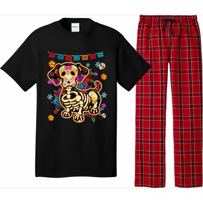 Sugar Skull Mexican Dachshund Bone Halloween Day Of Dead Pajama Set