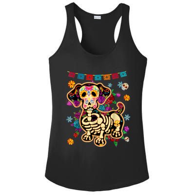 Sugar Skull Mexican Dachshund Bone Halloween Day Of Dead Ladies PosiCharge Competitor Racerback Tank