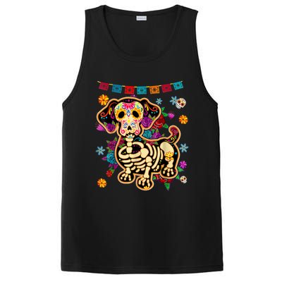 Sugar Skull Mexican Dachshund Bone Halloween Day Of Dead PosiCharge Competitor Tank