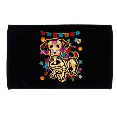 Sugar Skull Mexican Dachshund Bone Halloween Day Of Dead Microfiber Hand Towel