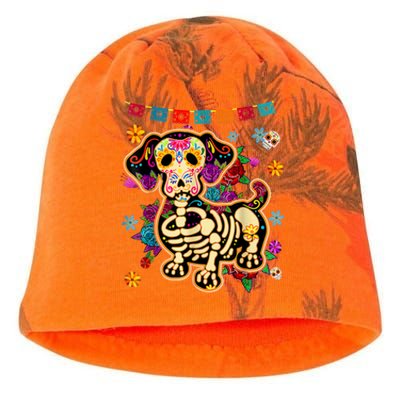 Sugar Skull Mexican Dachshund Bone Halloween Day Of Dead Kati - Camo Knit Beanie