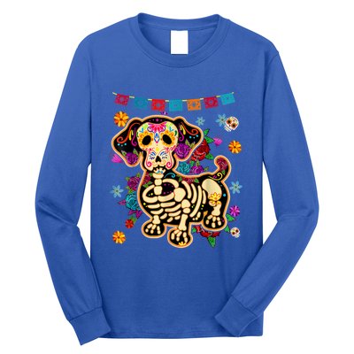 Sugar Skull Mexican Dachshund Bone Halloween Day Of Dead Long Sleeve Shirt