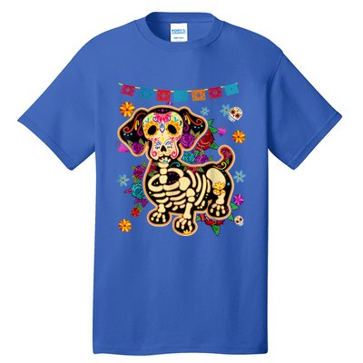 Sugar Skull Mexican Dachshund Bone Halloween Day Of Dead Tall T-Shirt