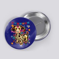 Sugar Skull Mexican Dachshund Bone Halloween Day Of Dead Button