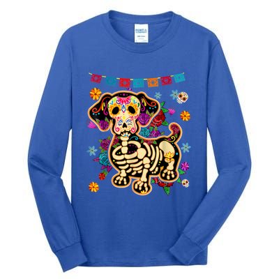 Sugar Skull Mexican Dachshund Bone Halloween Day Of Dead Tall Long Sleeve T-Shirt