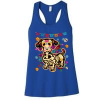 Sugar Skull Mexican Dachshund Bone Halloween Day Of Dead Women's Racerback Tank