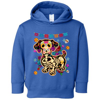 Sugar Skull Mexican Dachshund Bone Halloween Day Of Dead Toddler Hoodie