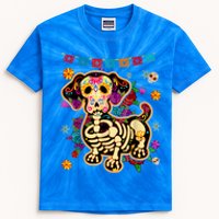 Sugar Skull Mexican Dachshund Bone Halloween Day Of Dead Kids Tie-Dye T-Shirt