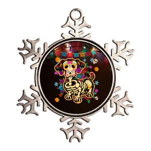 Sugar Skull Mexican Dachshund Bone Halloween Day Of Dead Metallic Star Ornament