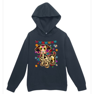 Sugar Skull Mexican Dachshund Bone Halloween Day Of Dead Urban Pullover Hoodie