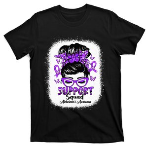 Support Squad Messy Bun Butterfly Alzheimers Awareness T-Shirt