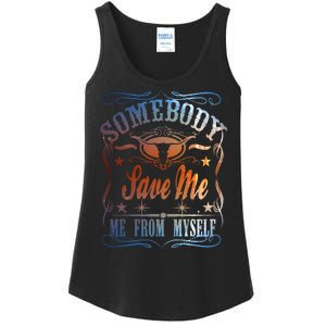 Somebody Save Me From Myself Bull Country Ladies Essential Tank