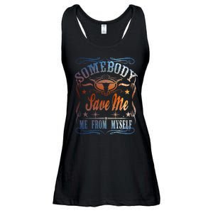 Somebody Save Me From Myself Bull Country Ladies Essential Flowy Tank