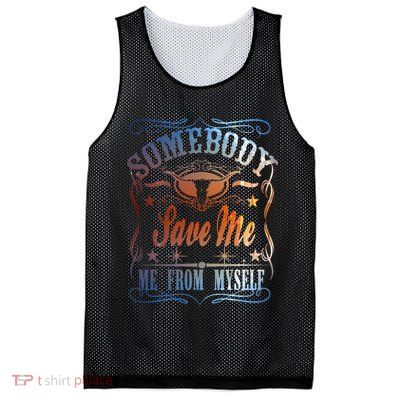Somebody Save Me From Myself Bull Country Mesh Reversible Basketball Jersey Tank