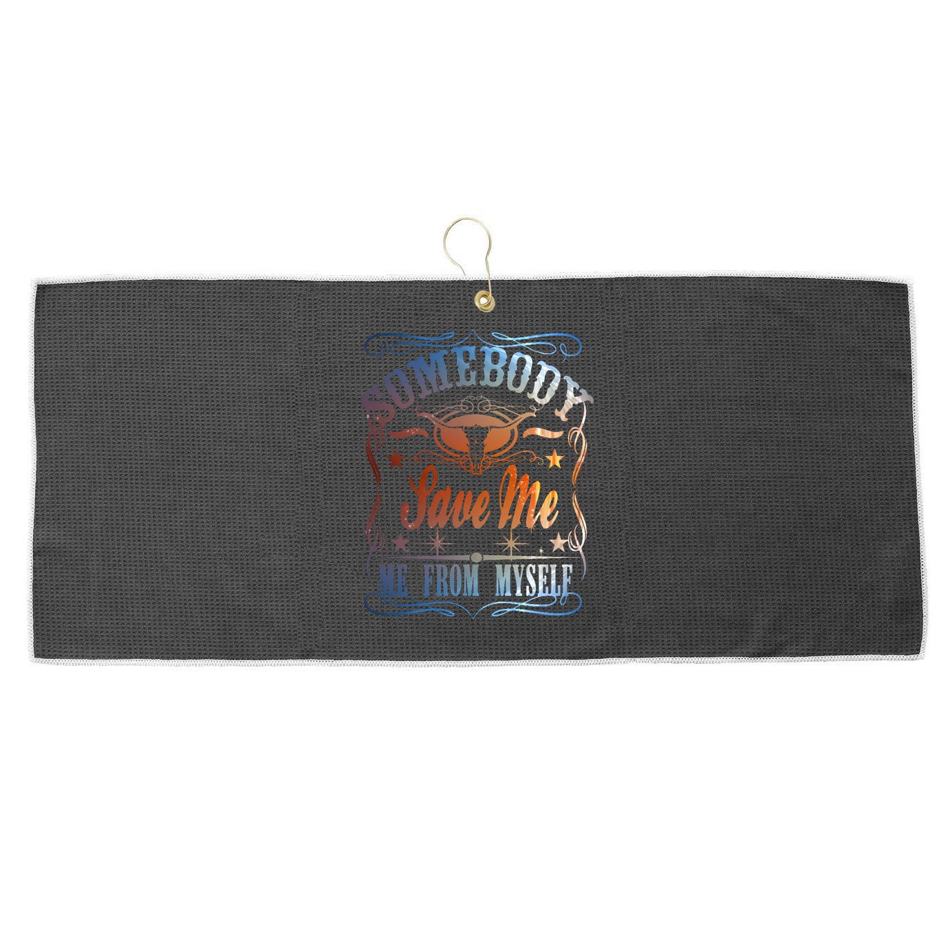 Somebody Save Me From Myself Bull Country Large Microfiber Waffle Golf Towel