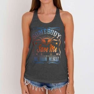 Somebody Save Me From Myself Bull Country Women's Knotted Racerback Tank