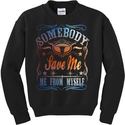 Somebody Save Me From Myself Bull Country Kids Sweatshirt