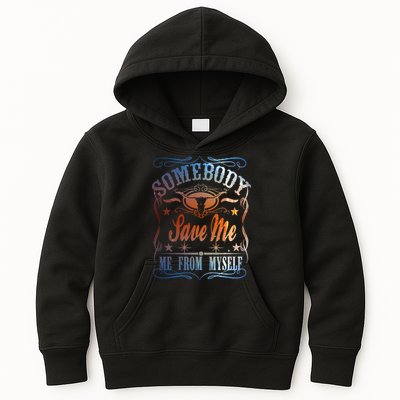 Somebody Save Me From Myself Bull Country Kids Hoodie