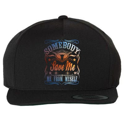 Somebody Save Me From Myself Bull Country Wool Snapback Cap