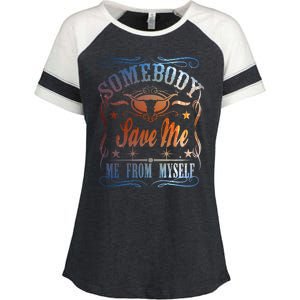 Somebody Save Me From Myself Bull Country Enza Ladies Jersey Colorblock Tee