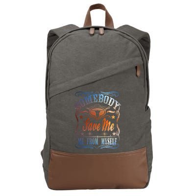 Somebody Save Me From Myself Bull Country Cotton Canvas Backpack